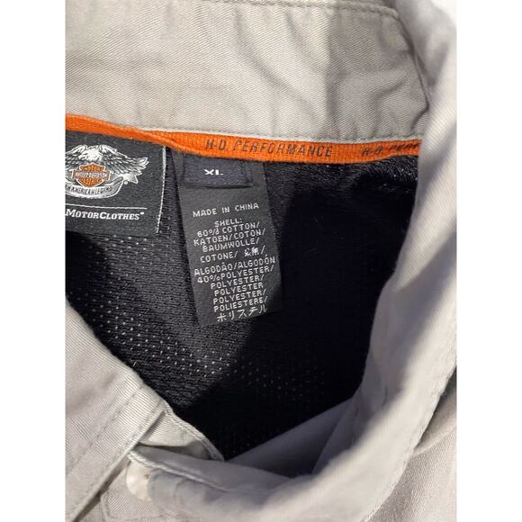 HARLEY-DAVIDSON Men's Mechanic Short Sleeve Button Down Gray Collared Shirt XL - Picture 11 of 15